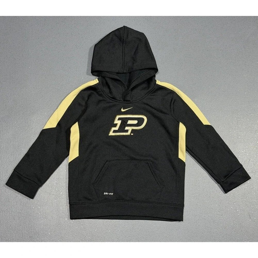Nike Purdue Boilermakers Hoodie Sweatshirt Toddler 4T Dri-FIT Black Gold Kids